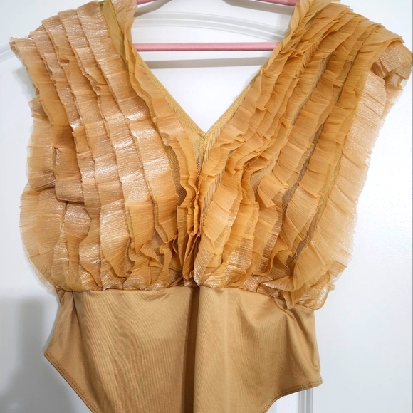 Gold Ruffle Bodysuit - Picture 2 of 4